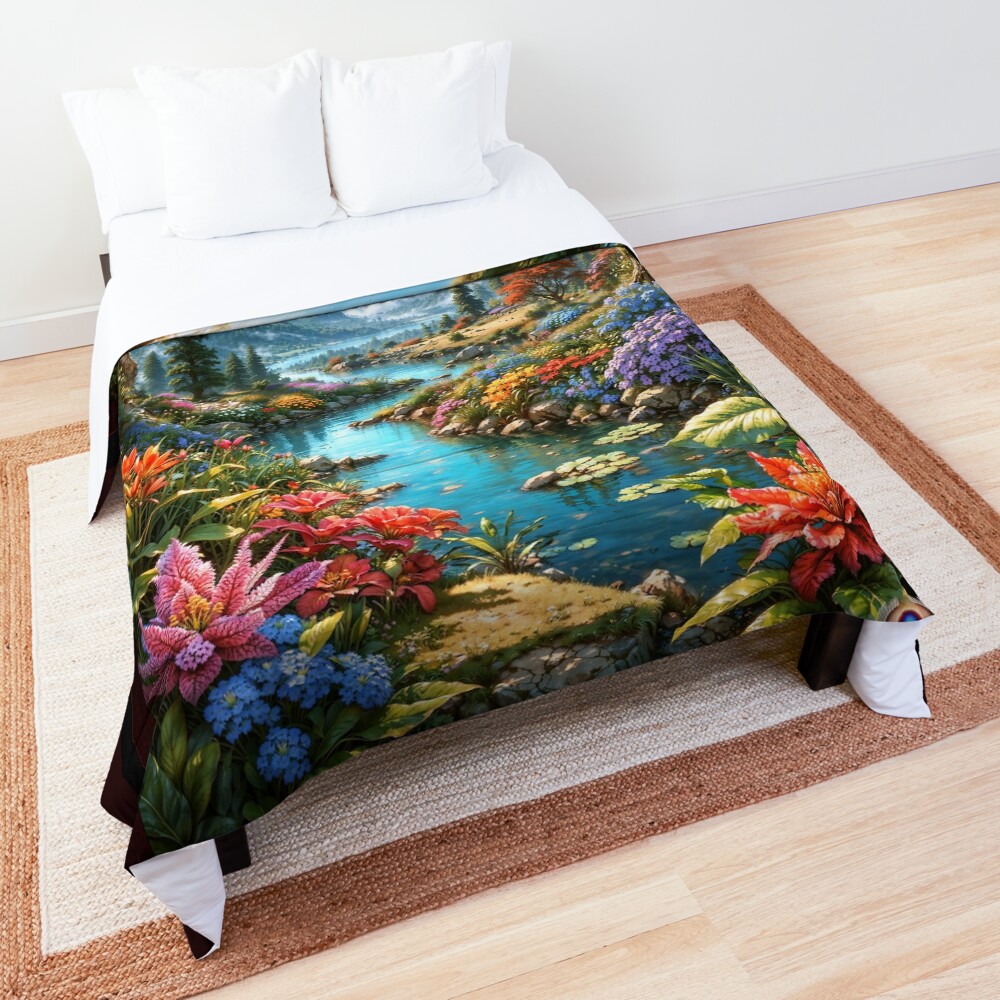 The Enchanting Land Of Kalakoff AI Concept Art by Xzendor7 - A Beautiful Fantasy Landscape 3 The Enchanting Land Of Kalakoff Captivating AI Concept Art by Xzendor7 Decorative Comforter