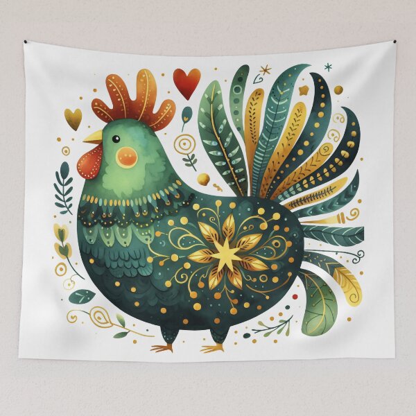 Item preview, Scandinavian Folk Art Charming Chubby Cockerel designed and sold by FOLK ART FUSION.