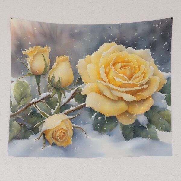 Item preview, Yellow Roses in Snowy Sunset designed and sold by CalmnessbyChoice.