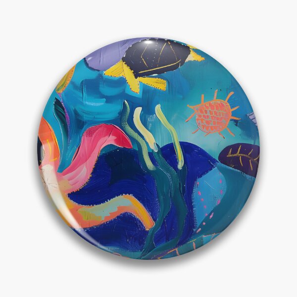 Item preview, Dynamic Depths - Vibrant Abstract Underwater Life with Fish, Turtles, and Stars designed and sold by OlfactoART Studio.