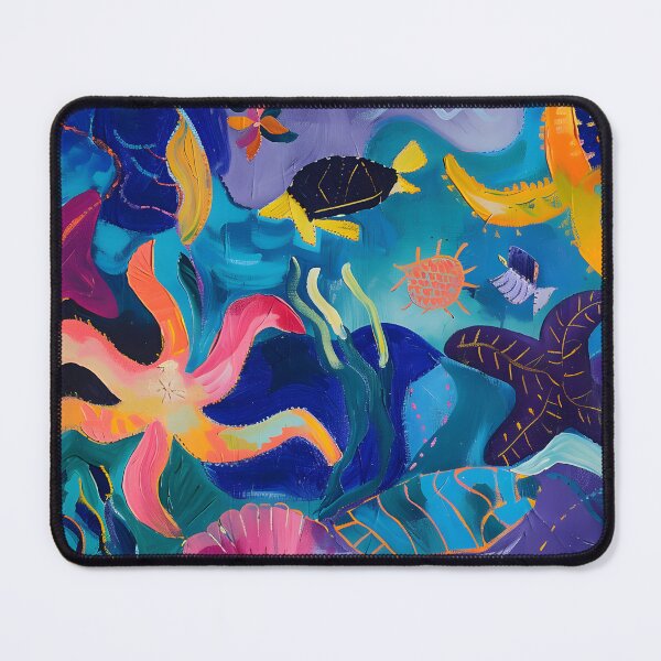 Item preview, Dynamic Depths - Vibrant Abstract Underwater Life with Fish, Turtles, and Stars designed and sold by OlfactoART Studio.