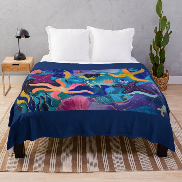 Item preview, Dynamic Depths - Vibrant Abstract Underwater Life with Fish, Turtles, and Stars designed and sold by OlfactoART Studio.