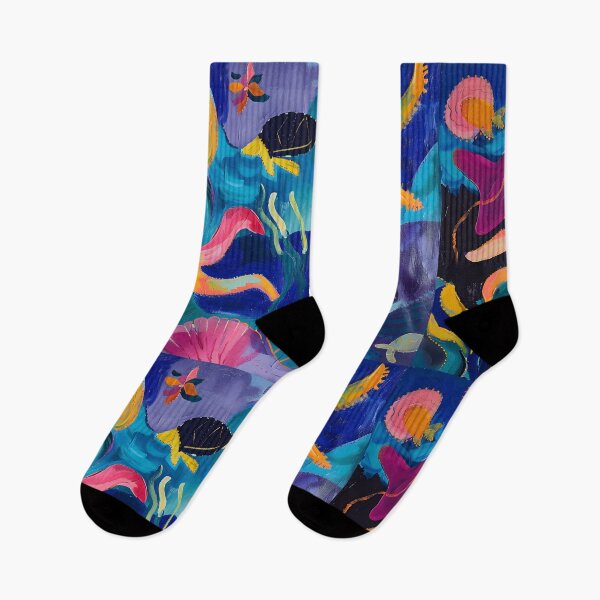 Item preview, Dynamic Depths - Vibrant Abstract Underwater Life with Fish, Turtles, and Stars designed and sold by OlfactoART Studio.
