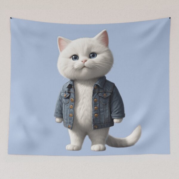 Item preview, White Cat in Denim designed and sold by PierreAlbijanic.
