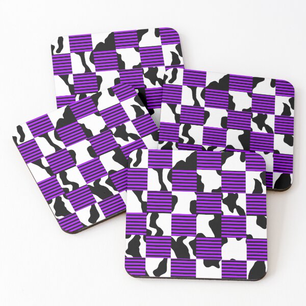 Item preview, Cow Print And Black And Purple Stripes Checkerboard designed and sold by TheRulerofEarth.