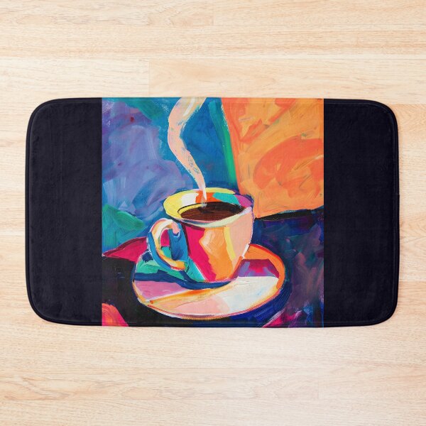 Item preview, Colorful Coffee Delight- Vibrant Cup with Expressive Brushstroke Background designed and sold by OlfactoART Studio.