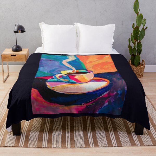 Item preview, Colorful Coffee Delight- Vibrant Cup with Expressive Brushstroke Background designed and sold by OlfactoART Studio.