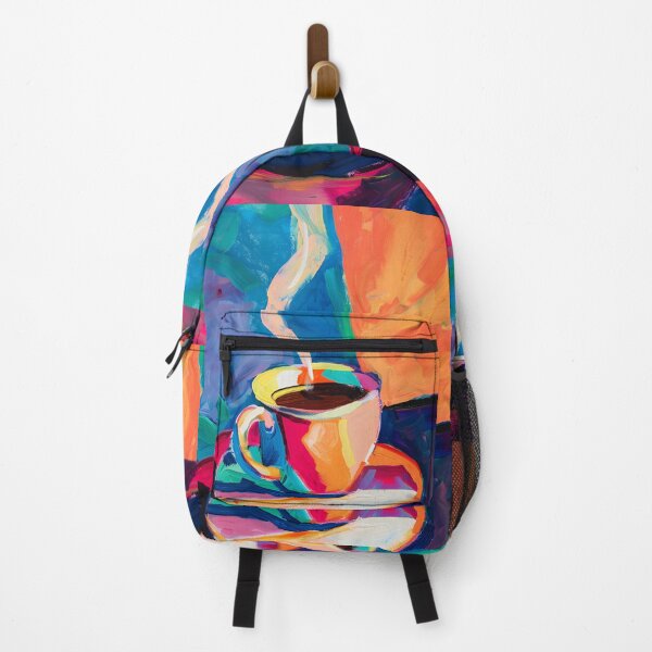 Item preview, Colorful Coffee Delight- Vibrant Cup with Expressive Brushstroke Background designed and sold by OlfactoART Studio.