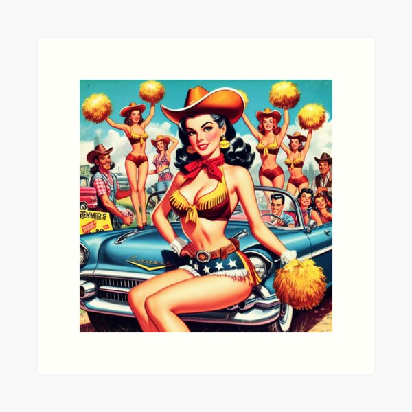 Aperçu de l'œuvre Pin-up de pom-pom girl country créée et vendue par PulpVintage.