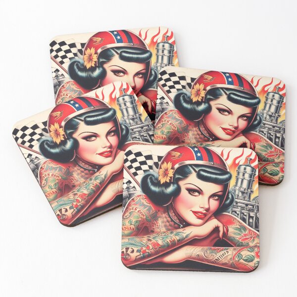 Item preview, Hot Rod Racing Pin-up designed and sold by PulpVintage.