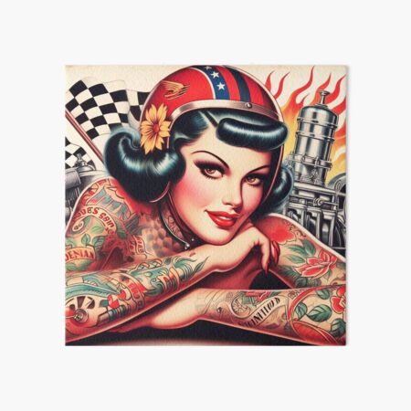 Aperçu de l'œuvre Pin-up de course de hot rod créée et vendue par PulpVintage.