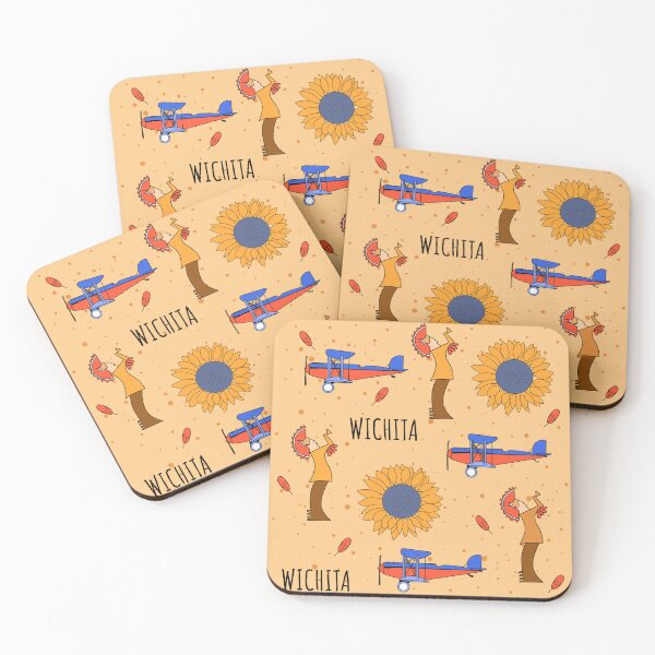 Item preview, Midwest color pattern with airplane, sunflower and Wichita  designed and sold by CherryFoxDesign.