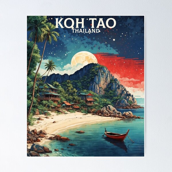 Item preview, Koh Tao Thailand Vintage Travel Tourism  designed and sold by TravelersGems.