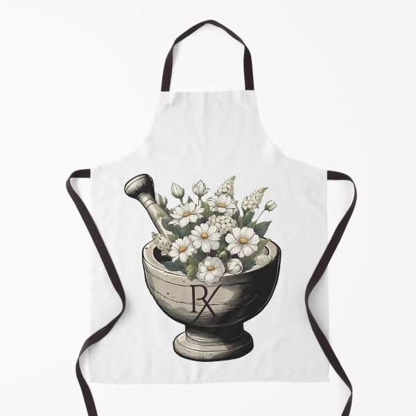 Item preview, pharmacist mortar and pestle with flowers  designed and sold by TheFarmacista.