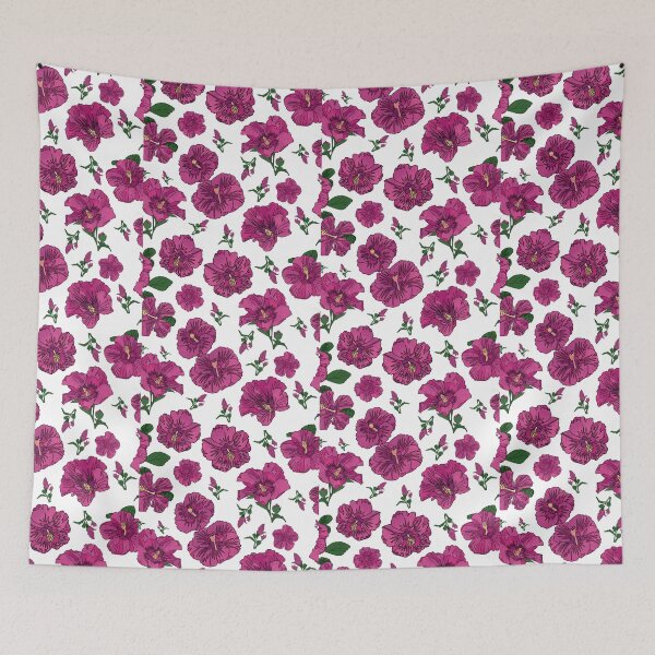 Item preview, Rose of Sharon Hibiscus Magenta on White Repeat 5748 designed and sold by Art in My Loft.