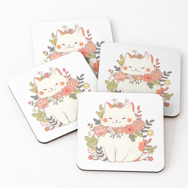 Item preview, Kawaii Cat With Flowers  designed and sold by Sereneluna.