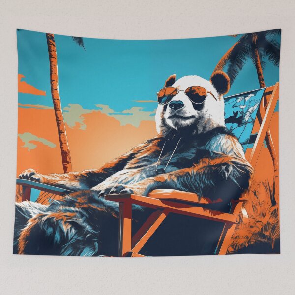 Item preview, Panda On Holiday Pop Art Style designed and sold by Amberjays.