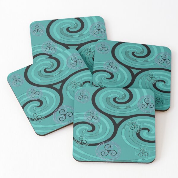 Item preview, Modern Celtic Triple Spiral Teal and Blue Pattern with Teal Background designed and sold by GrimalkinStudio.