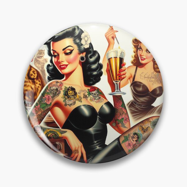 Artikelvorschau, Retro Tattoo Bier Pin-up entworfen und verkauft von PulpVintage.