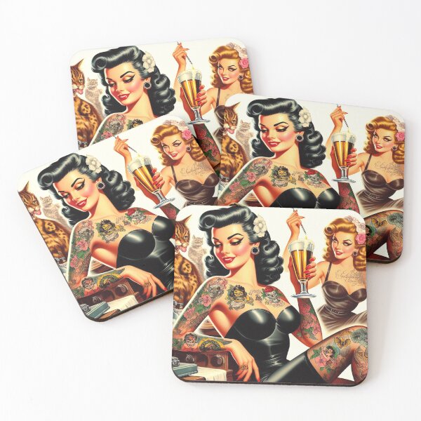 Artikelvorschau, Retro Tattoo Bier Pin-up entworfen und verkauft von PulpVintage.