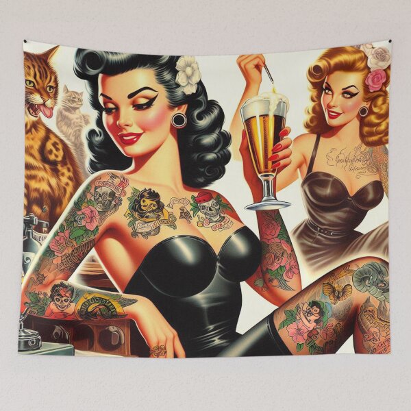 Aperçu de l'œuvre Pin-up de bière de tatouage rétro créée et vendue par PulpVintage.