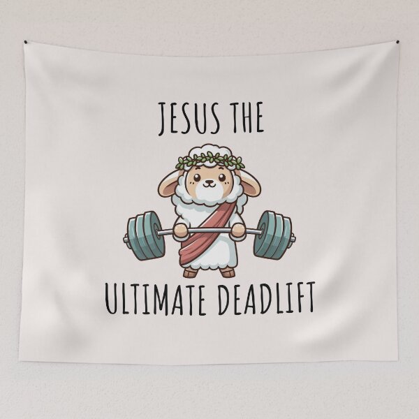 Item preview, Jesus The Ultimate Deadlifter Sheep designed and sold by LemuellTrends.