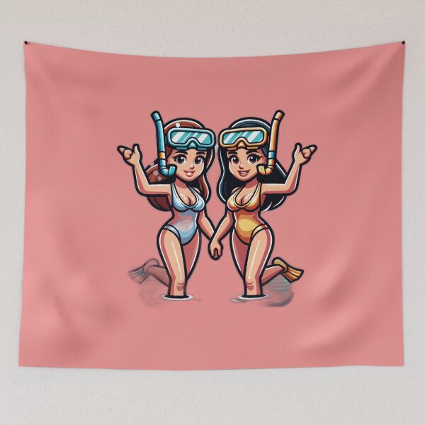 Item preview, Two gals snorkeling designed and sold by seahorse crossing.