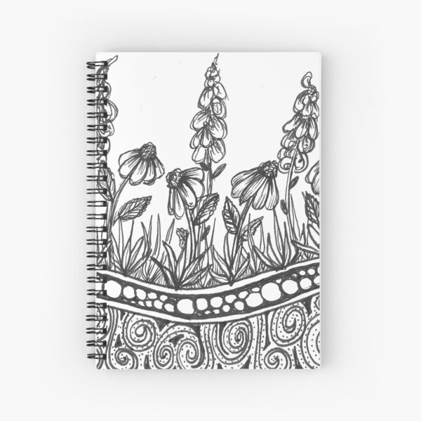 Item preview, lupines and coneflowers ink drawing designed and sold by Liz-Ivey.