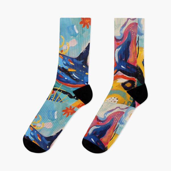 Item preview, Whimsical Underwater Symphony- Vibrant Colors and Abstract Shapes Dance Around a Majestic Whale designed and sold by OlfactoART Studio.