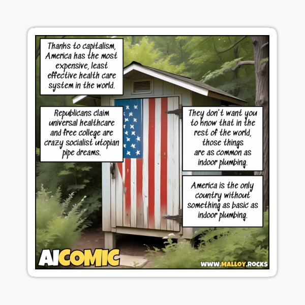 2024 Election Politics: Capitalism sucks. Free college and universal healthcare now! Sticker