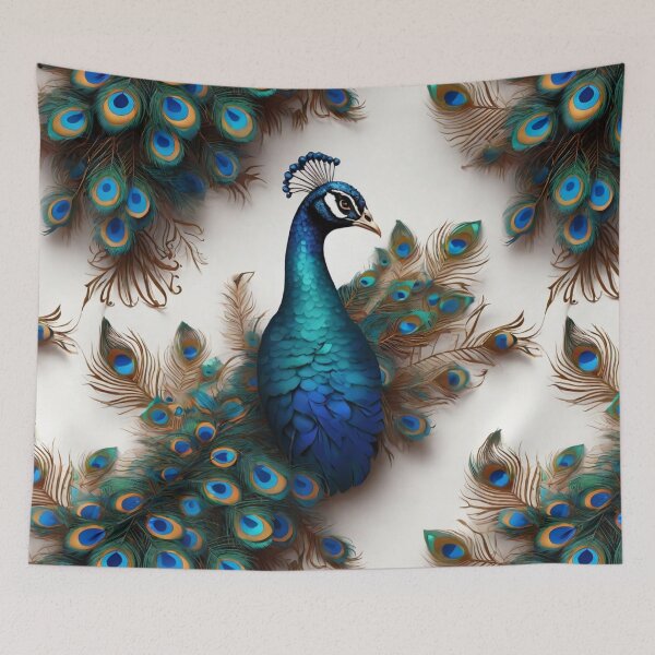 Item preview, Vintage blue peacock with feathers designed and sold by Cloe Dauplais.