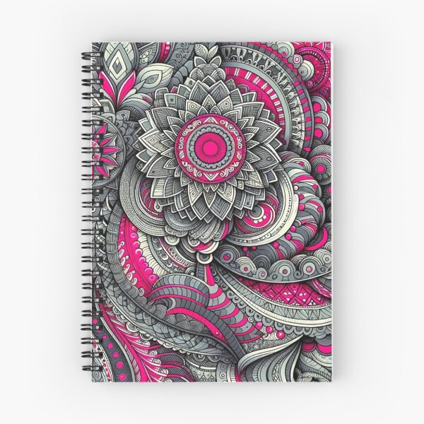 Artikelvorschau, Detailliertes Design im Zentangle-Stil in Rosa und Grau entworfen und verkauft von Blessinger77.