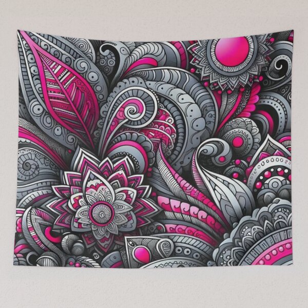 Aperçu de l'œuvre Design  Zentangle détaillé rose et gris  créée et vendue par Blessinger77.