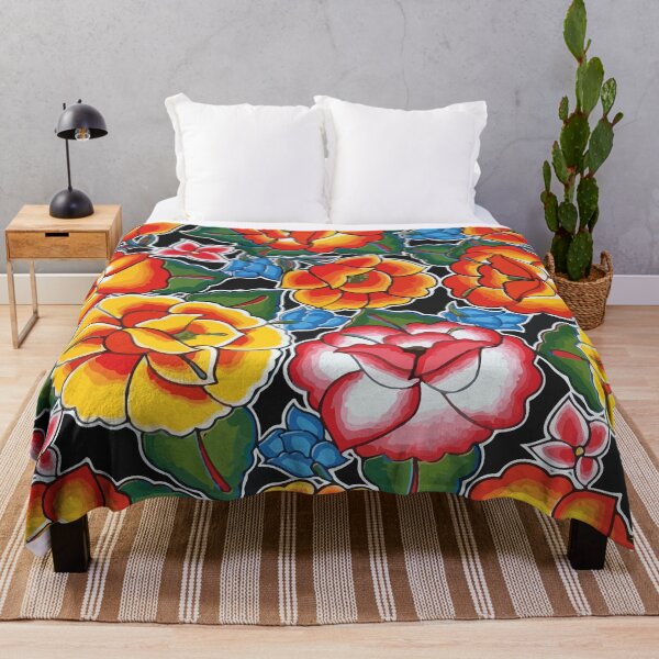 Item preview, Tehuana yellow flowers colorful mexican embroidery maximalist folk art designed and sold by T-Mex.