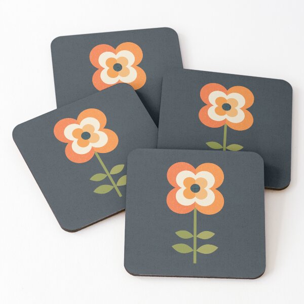 Item preview, Retro Flower - Orange and Charcoal designed and sold by Daisy Beatrice.