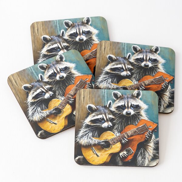Item preview, Duo of guitarist raccoons designed and sold by Artbellachi.