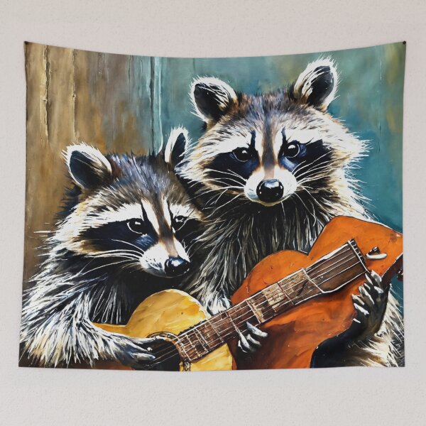Item preview, Duo of guitarist raccoons designed and sold by Artbellachi.