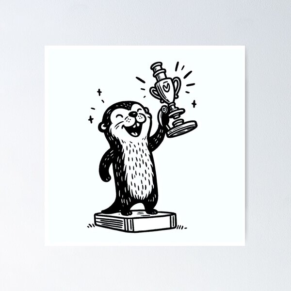 Item preview, Otter holding a trophy designed and sold by Thedigital91.
