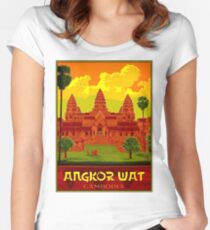 ANGKOR WAT : Vintage Cambodia Temple Print Fitted Scoop T-Shirt