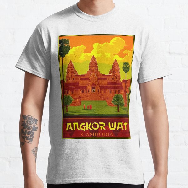 ANGKOR WAT : Vintage Cambodia Temple Print Classic T-Shirt