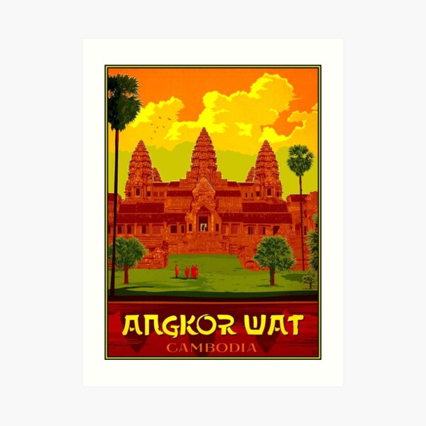 ANGKOR WAT : Vintage Cambodia Temple Print Art Print