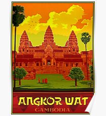 ANGKOR WAT : Vintage Cambodia Temple Print Poster
