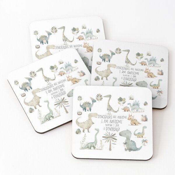 Item preview, Funny  dinosaurs quote I am awesome, cute prehistoric watercolor art designed and sold by Inktown.
