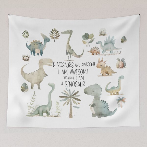 Item preview, Funny dinosaurs quote I am awesome, cute prehistoric watercolor art designed and sold by Inktown.