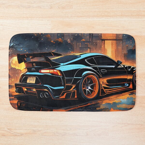 Artikelvorschau, Toyota Supra Schwarz Orange Mond Illustration Design  entworfen und verkauft von Salimgor Hangaround Music.