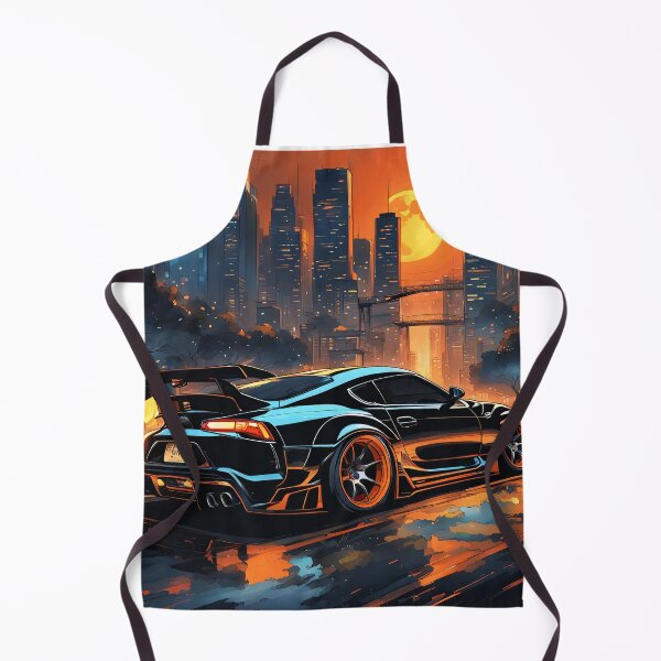 Artikelvorschau, Toyota Supra Schwarz Orange Mond Illustration Design entworfen und verkauft von Salimgor Hangaround Music.