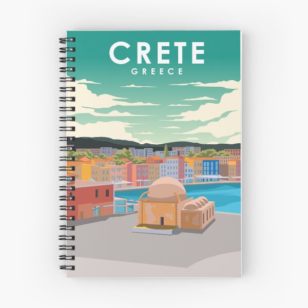 Aperçu de l'œuvre Crète Grèce Grec Minimal Daytime Skyline Affiche de voyage créée et vendue par Stadify.