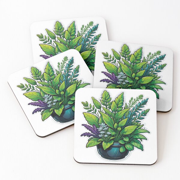Item preview, Green thumb: potted plant with diverse leaves designed and sold by Ink-Kreativ.