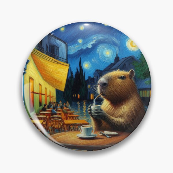 Item preview, Capybara ft. Van Gogh-Cafe Terrace at Night1 designed and sold by Capybara Art Lover.