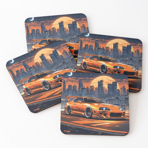Artikelvorschau, Klasischer Kult Toyota Supra Orange Illustration Design entworfen und verkauft von Salimgor Hangaround Music.